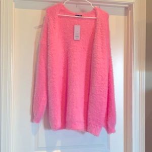 Hot pink cardigan!